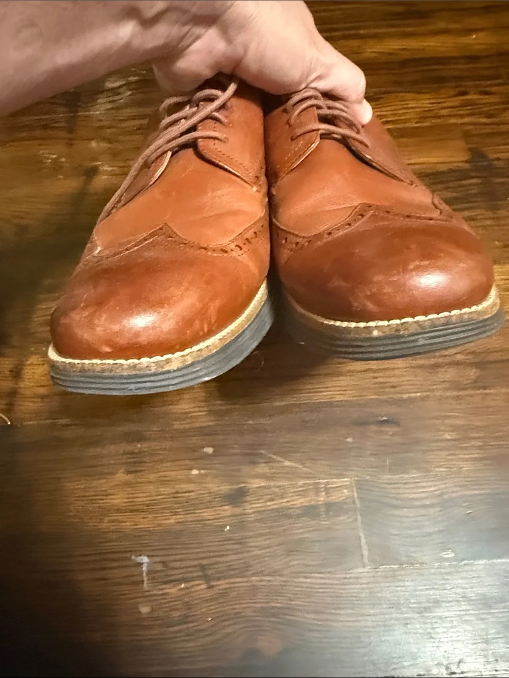 Cole Haan Men's Tan Leather Wingtip Oxfords
